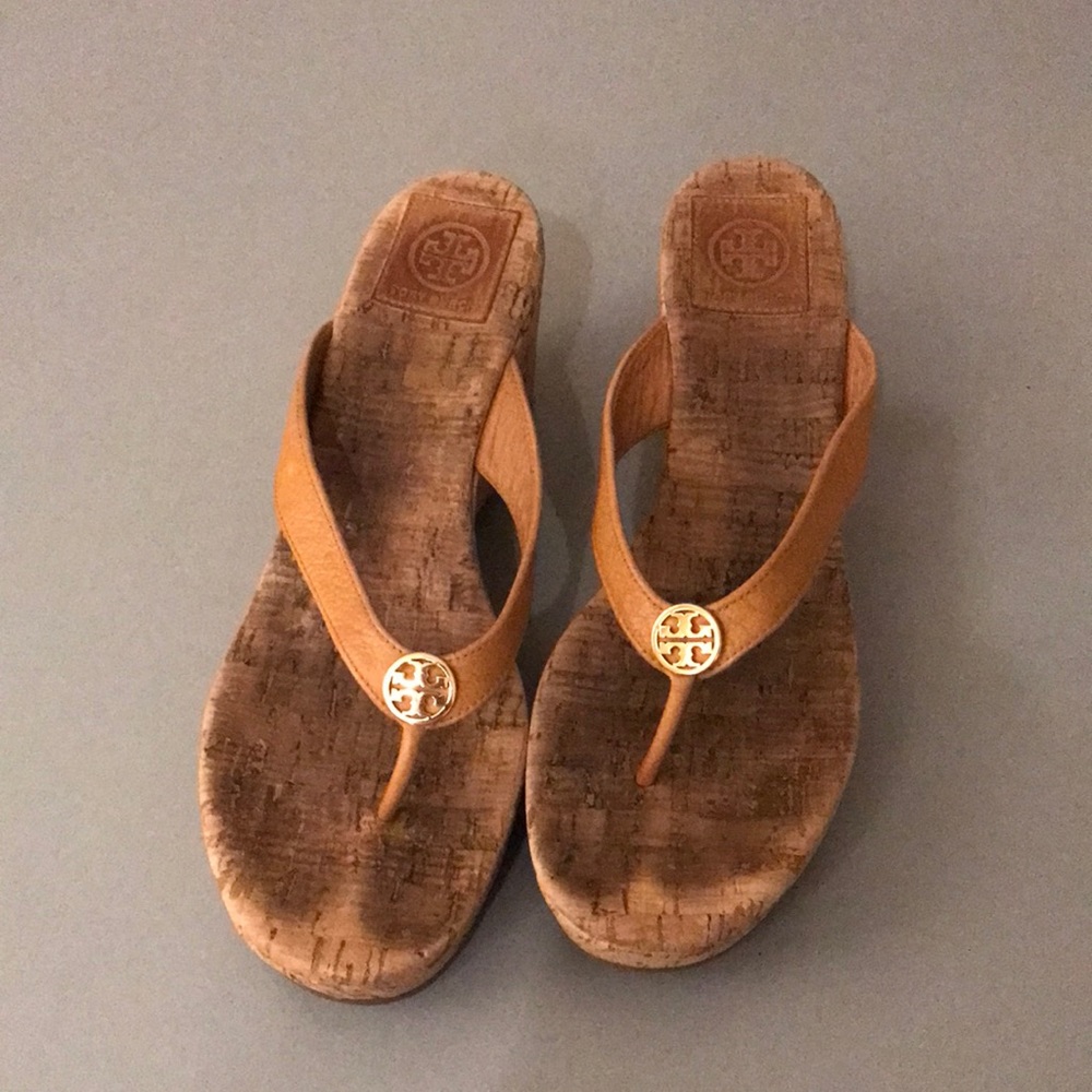 Tory Burch Tan Sandal Wedges size 9.5